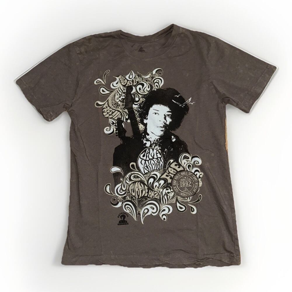 Jimi Hendrix Rock & Roll Hall of Fame T-Shirt Taupe Medium 17x24 Vintage Style